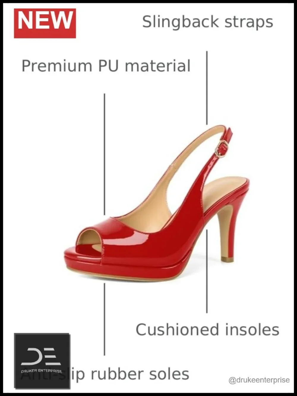 Joseywade Women's Peep Toe Platform Slingback Heels 3.5 Inch High Heel Dress